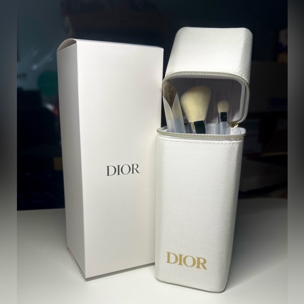 Dior Limited Edition 3 Piece Black and White Makeup Brush Set with Case NWB  GWP